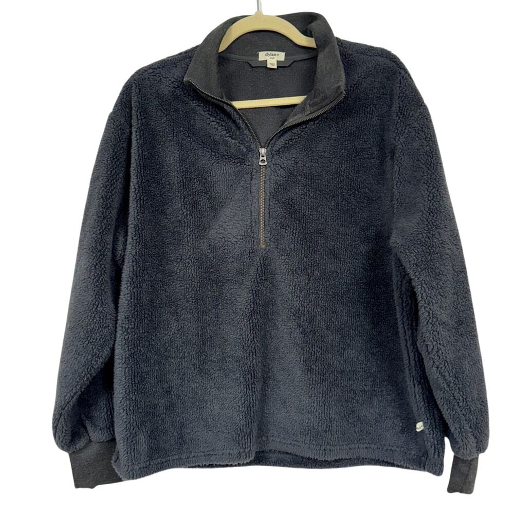 Dylan Grey Teddy Bear Quarter Zip Sweater Womens S Casual Cosy Athletic Warm